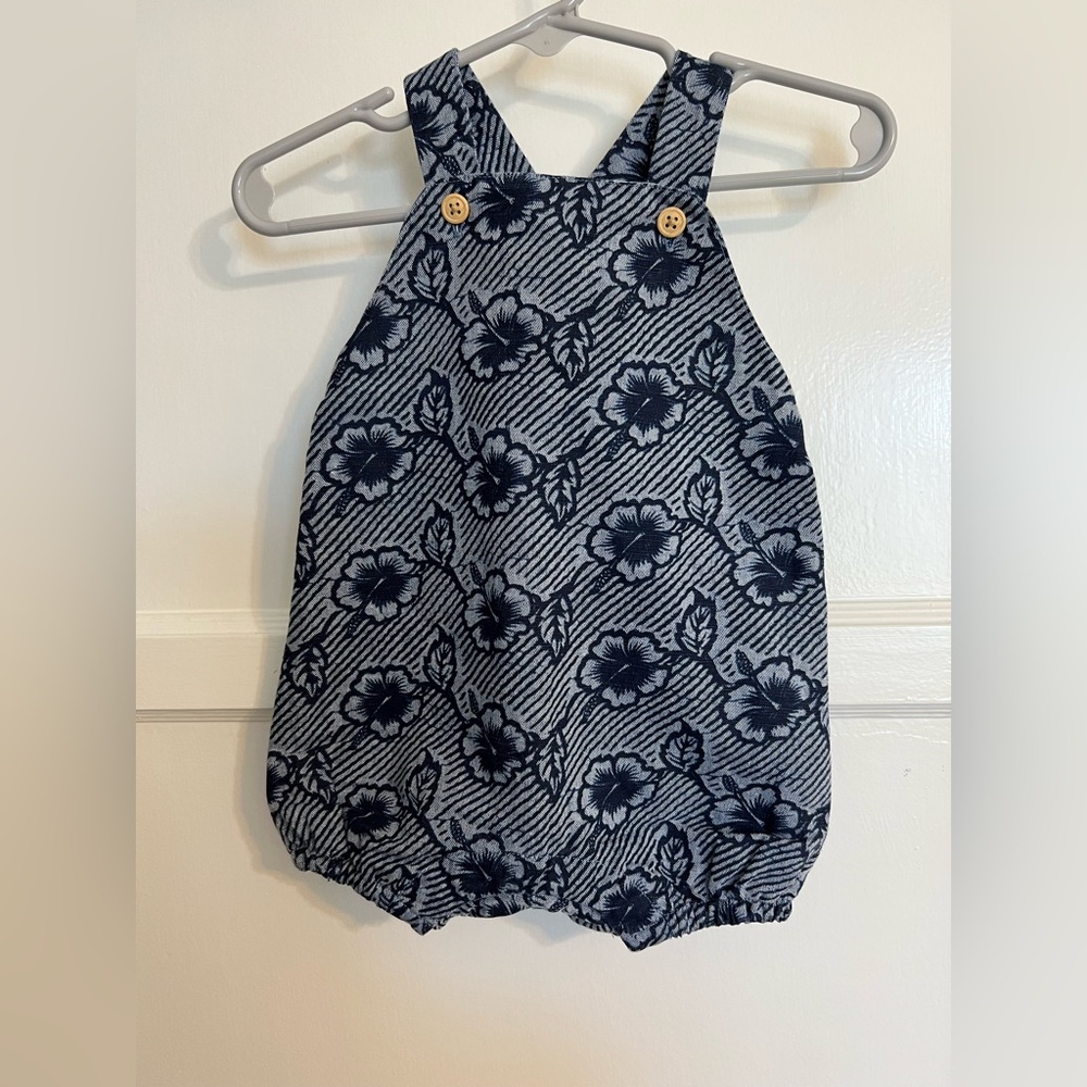 NWT Janie and Jack Hibiscus Linen Shortalls